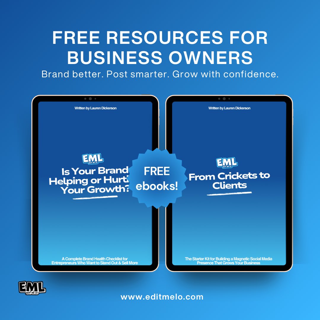 editmelo's tweet photo. 🚨 FREEBIES for entrepreneurs &amp; small biz owners 🚨
Want to attract better clients and post with confidence?
👇 Grab these 2 free tools:
📘 Brand Health Checklist
📗 Social Media Starter Kit
Visual clarity + strategy = sales.
🎯 Get yours here → https://t.co/w9423j0Tj0 https://t.co/7lS3pcXMk1