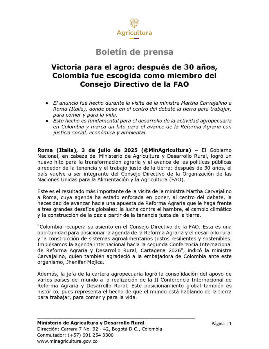 Min. de Agricultura tweet media