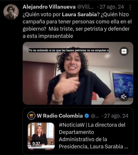 FisicoImpuro's tweet photo. Para el incompetente de Alejandro Villanueva, Laura Sarabia era lo peor mientras estaba en el gobierno, pero ahora que salió, es la mejor funcionaria que ha tenido el país. 

Yo tengo claro que no seré canciller, así como que usted NUNCA será periodista. Que tenga un dizque “medio de comunicación”, que en realidad es un club de amigos que le mantiene su papá, no lo hace periodista, lo hace un mediocre mantenido que echaron de Cambio por vende chismes y al que su papi tuvo que rescatar dandole un regalito para que siga con sus delirios de comunicador. Payaso 🤡 🤡