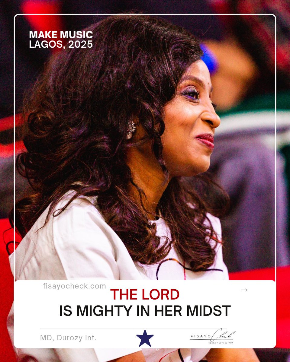 FisayoCheck's tweet photo. The Lord is mighty in her midst... 😊
_____________________________________

Owo Oluwa nbe lori aye Olufisayo
She outruns, she overtakes, she conquers!

I WIN, and I succeed, always! #fisayocheckk #tbt #makemusiclagos #worldmusicday #throwback #joy https://t.co/AnPS1wSFFp