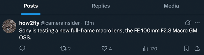 Hot! Sony FE 100mm F2.8 Macro GM OSS coming soon! -  sonyalpharumors.com/hot-sony-fe-10…