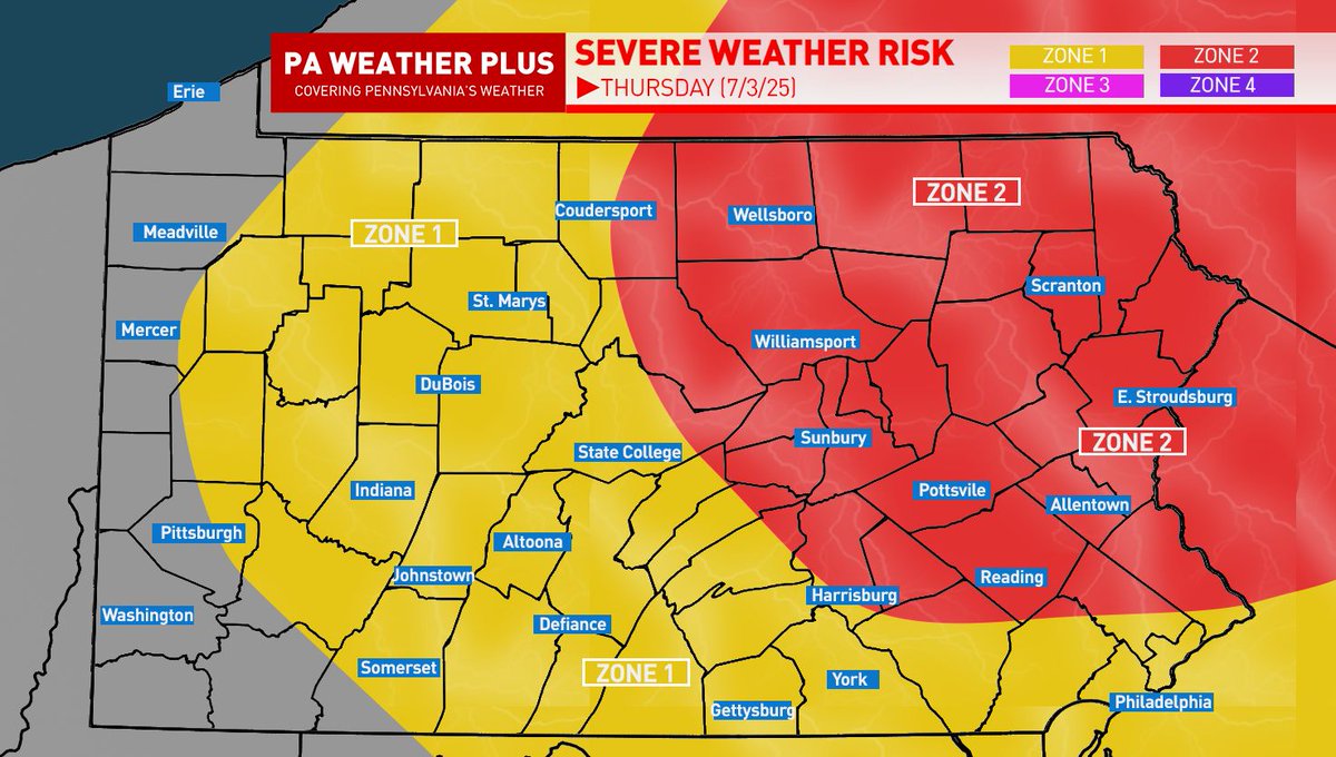** THURSDAY STRONG - SEVERE STORMS **

UPDATED: 7/3/25 10AM

An incoming stronger cold front will help to spark off showers and strong thunderstorms this afternoon and evening. Instability will build throughout the morning and early afternoon hours. The more sunshine in the