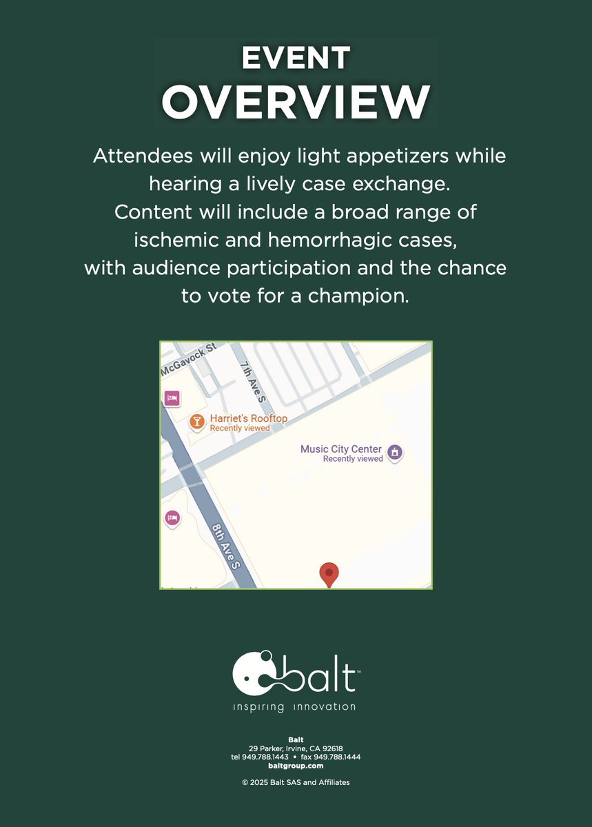 NEURO NIGHT FIGHTS @ SNIS
Join us Tuesday, July 15 from 4:30–6:30 PM at Harriet’s Rooftop in Nashville during SNIS Conference for an unforgettable clinical showdown: Lang vs. Grandhi live! Cast your vote for the expert with the best cases.
RSVP now! ow.ly/o3F750WjQOm
