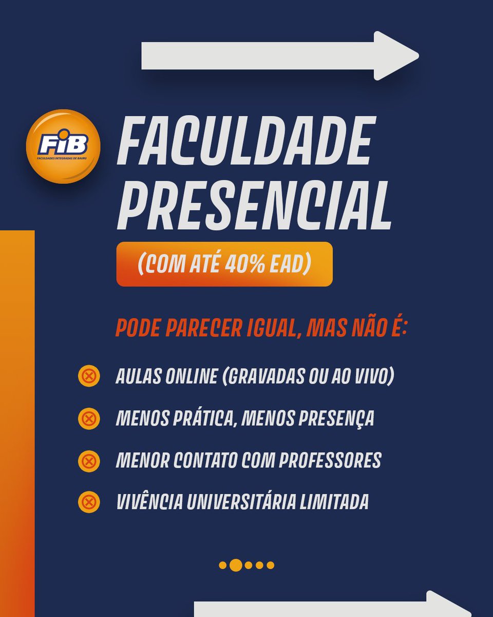 faculdadefib's tweet photo. Presencial ≠ 100% presencial. Na FIB, você vive a profissão desde o 1º dia, com aulas em sala, prática, troca com professores e acesso total à infraestrutura. Transfira já: https://t.co/3moKWW7iCM https://t.co/1LI9xg81EU