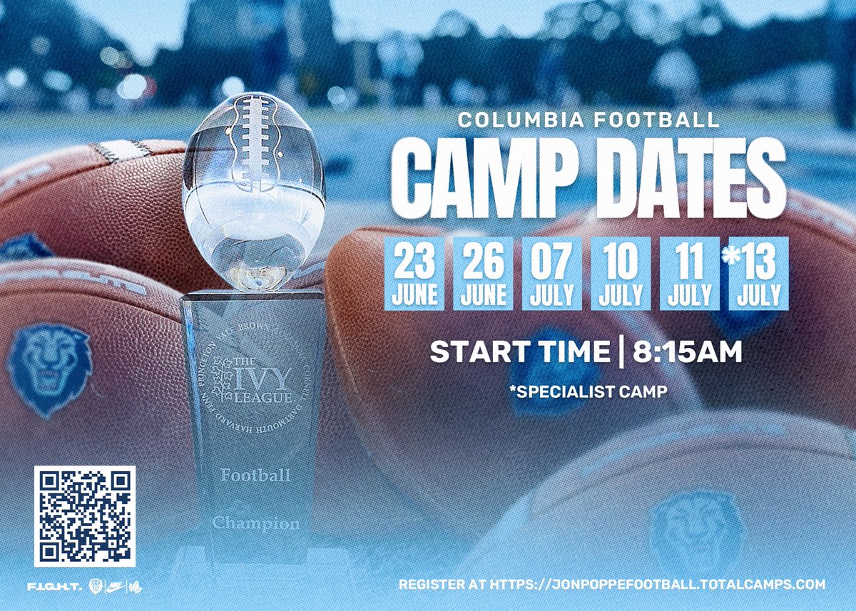 Owen Straley (@coachstraley) on Twitter photo 4 MORE opportunities to COMPETE in NYC✅
JUICED UP to see some future <a href="/CULionsFB/">Columbia Football</a> Lions on campus next week‼️
#FIGHT #US 🦁🗽
jonpoppefootball.totalcamps.com/shop/EVENT 4 MORE opportunities to COMPETE in NYC✅
JUICED UP to see some future <a href="/CULionsFB/">Columbia Football</a> Lions on campus next week‼️
#FIGHT #US 🦁🗽
jonpoppefootball.totalcamps.com/shop/EVENT