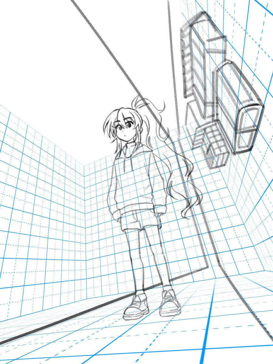 3Dグリッドがあればダイナミックな背景が描きやすいね!
描けるとは言ってないが 