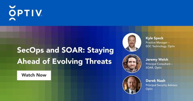 tjmooney's tweet photo. SOAR is a game-changer for #SecOps. By automating tasks, your analysts can focus on what only humans can do. 🧠 Accelerate your security maturity with @Optiv’s series. #AskMeAboutOptivManagedServices https://t.co/rHu7et0FEt https://t.co/x6xqPGBYl9