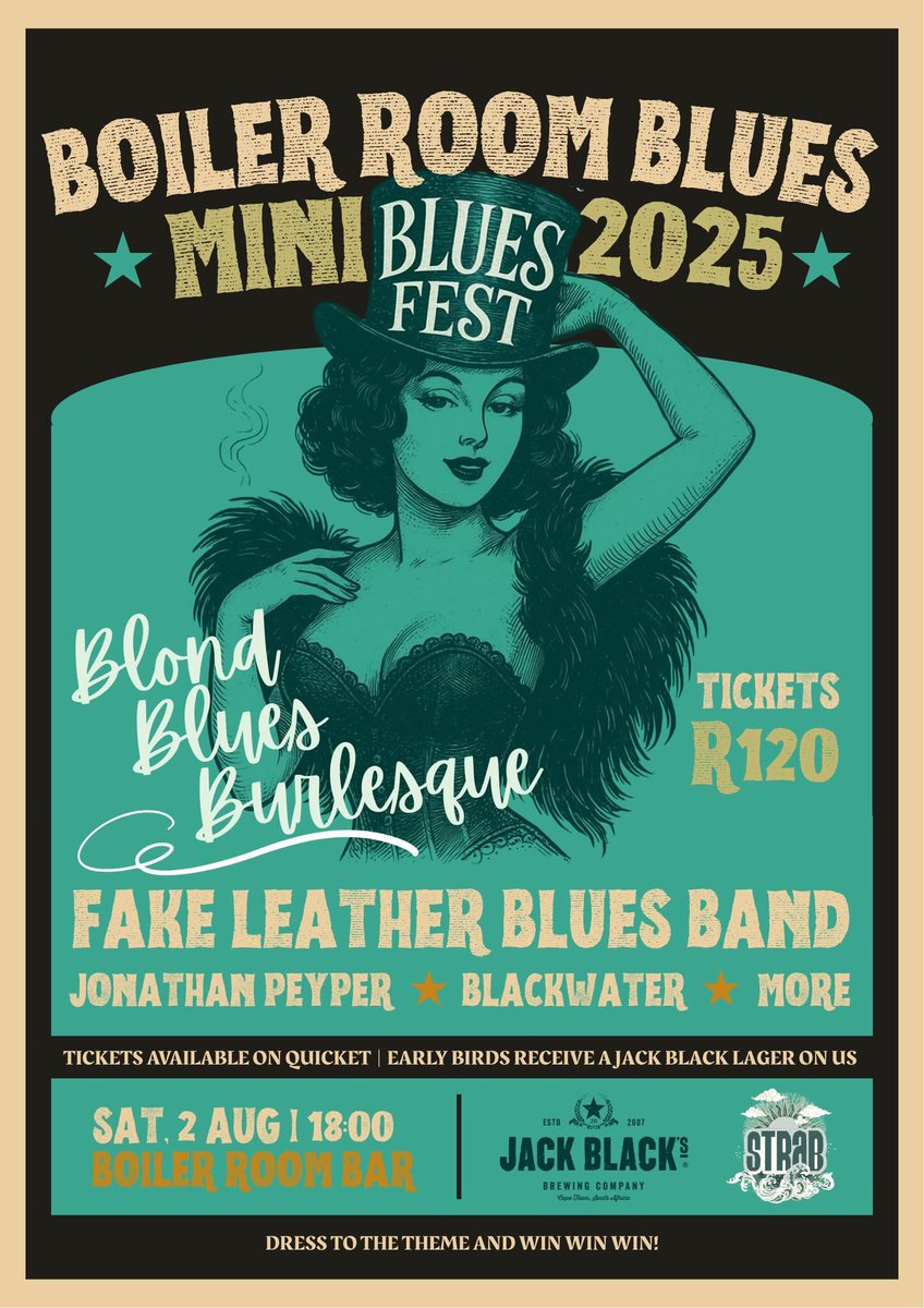 Boiler Room Blues
Saturday, 2 August | 18:00
R120 | Tickets on Quicket

This International Blues Day, we’re turning up the heat at Boiler Room Bar with our mini blues fest that’s anything but mini 🔥
Featuring:
 🔥 The Fake Leather Blues Band 
 🔥 Jonathan Peyper 
 🔥 BlackWater