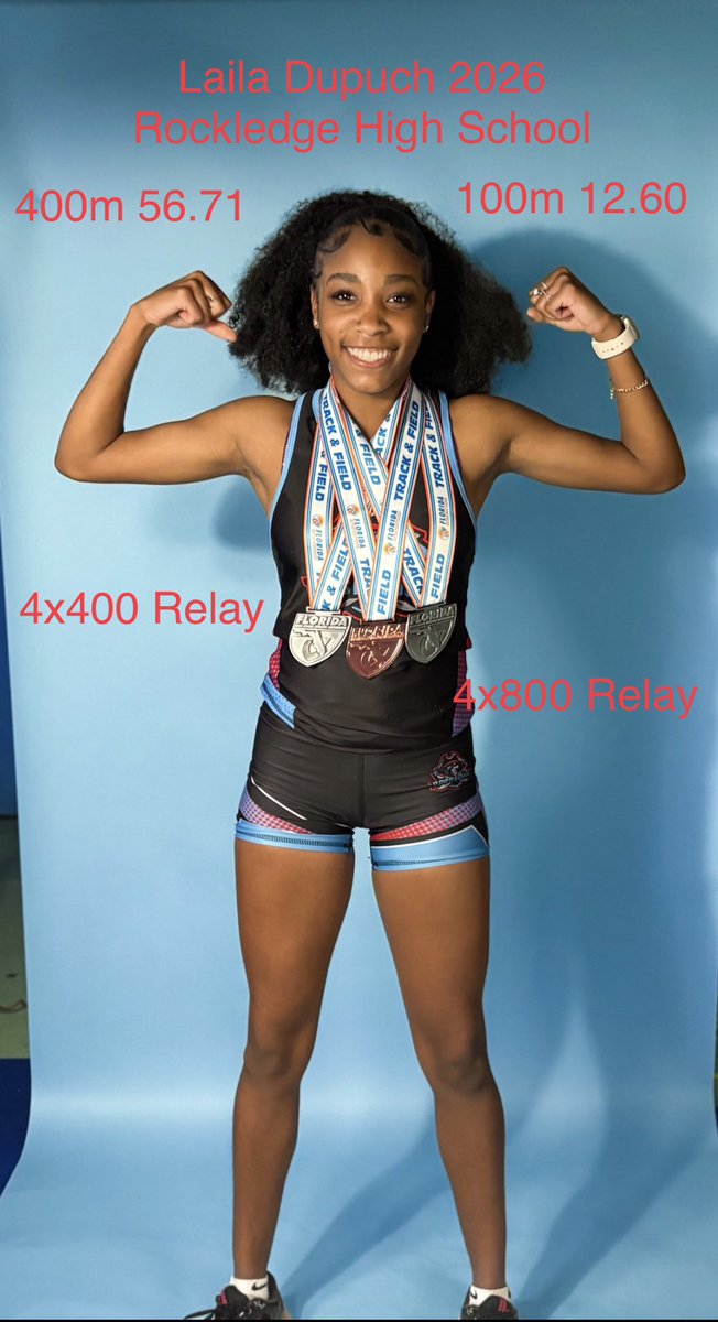 Rockledge High Track (@rockledge_track) on Twitter photo Rising senior <a href="/LailaDupuch/">Laila Dupuch</a> is coming off a successful junior year where she dropped her 400m PR by nearly a second to 56.71. This summer she’s working on her speed and lowered her 100m PR from 13.04 to 12.60. Rising senior <a href="/LailaDupuch/">Laila Dupuch</a> is coming off a successful junior year where she dropped her 400m PR by nearly a second to 56.71. This summer she’s working on her speed and lowered her 100m PR from 13.04 to 12.60.