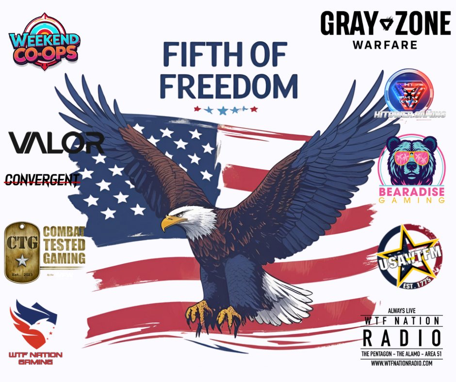 WTF Nation Radio (@wtfnationradio) on Twitter photo That ringing in your ear is Freedom, just keep telling yourself that!
And we’re bringing freedom it to Lamang in <a href="/GrayZoneWarfare/">Gray Zone Warfare</a>! Join us on Saturday for the #FIFTHOFFREEDOM! With our friends <a href="/XDDX_HiTower/">RG I HiTower</a> <a href="/bearadisegaming/">Bearadise44</a> <a href="/VFWHQ/">VFW National HQ</a> <a href="/VLR_VALORGAMING/">VALOR</a> <a href="/usawtfm/">U.S Army WTF! moments</a> <a href="/CQ_PCW/">CQ @ Pop Culture Warrior</a> That ringing in your ear is Freedom, just keep telling yourself that!
And we’re bringing freedom it to Lamang in <a href="/GrayZoneWarfare/">Gray Zone Warfare</a>! Join us on Saturday for the #FIFTHOFFREEDOM! With our friends <a href="/XDDX_HiTower/">RG I HiTower</a> <a href="/bearadisegaming/">Bearadise44</a> <a href="/VFWHQ/">VFW National HQ</a> <a href="/VLR_VALORGAMING/">VALOR</a> <a href="/usawtfm/">U.S Army WTF! moments</a> <a href="/CQ_PCW/">CQ @ Pop Culture Warrior</a>