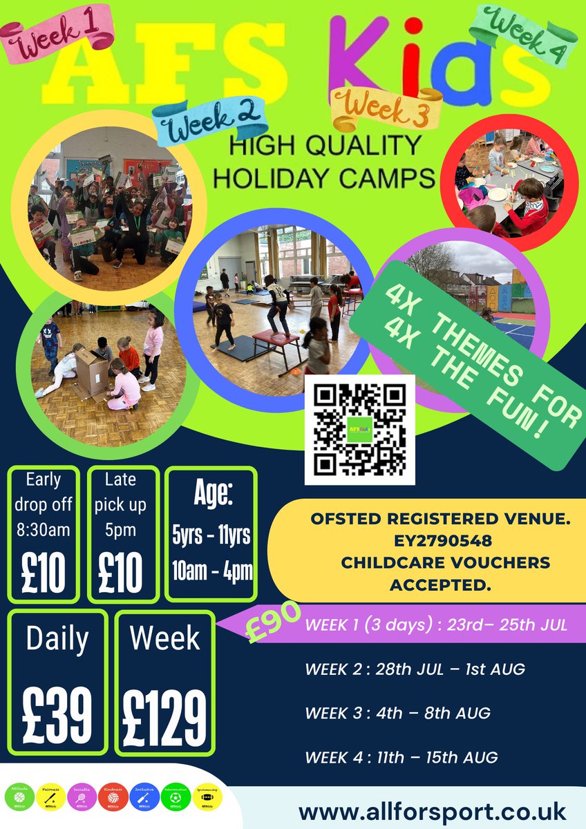 AFSCamps's tweet image. Don’t Miss Out on 10% Discount for Summer @AFSCamps in High Barnet, Hendon & Edgeware. BOOK TODAY!! 🏅🎉🎾⚽️