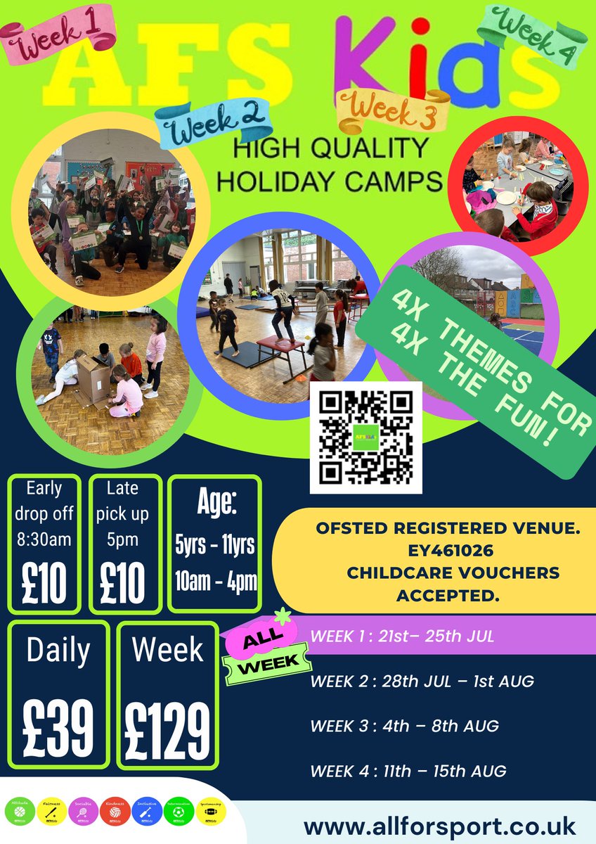 AFSCamps's tweet image. Don’t Miss Out on 10% Discount for Summer @AFSCamps in High Barnet, Hendon & Edgeware. BOOK TODAY!! 🏅🎉🎾⚽️