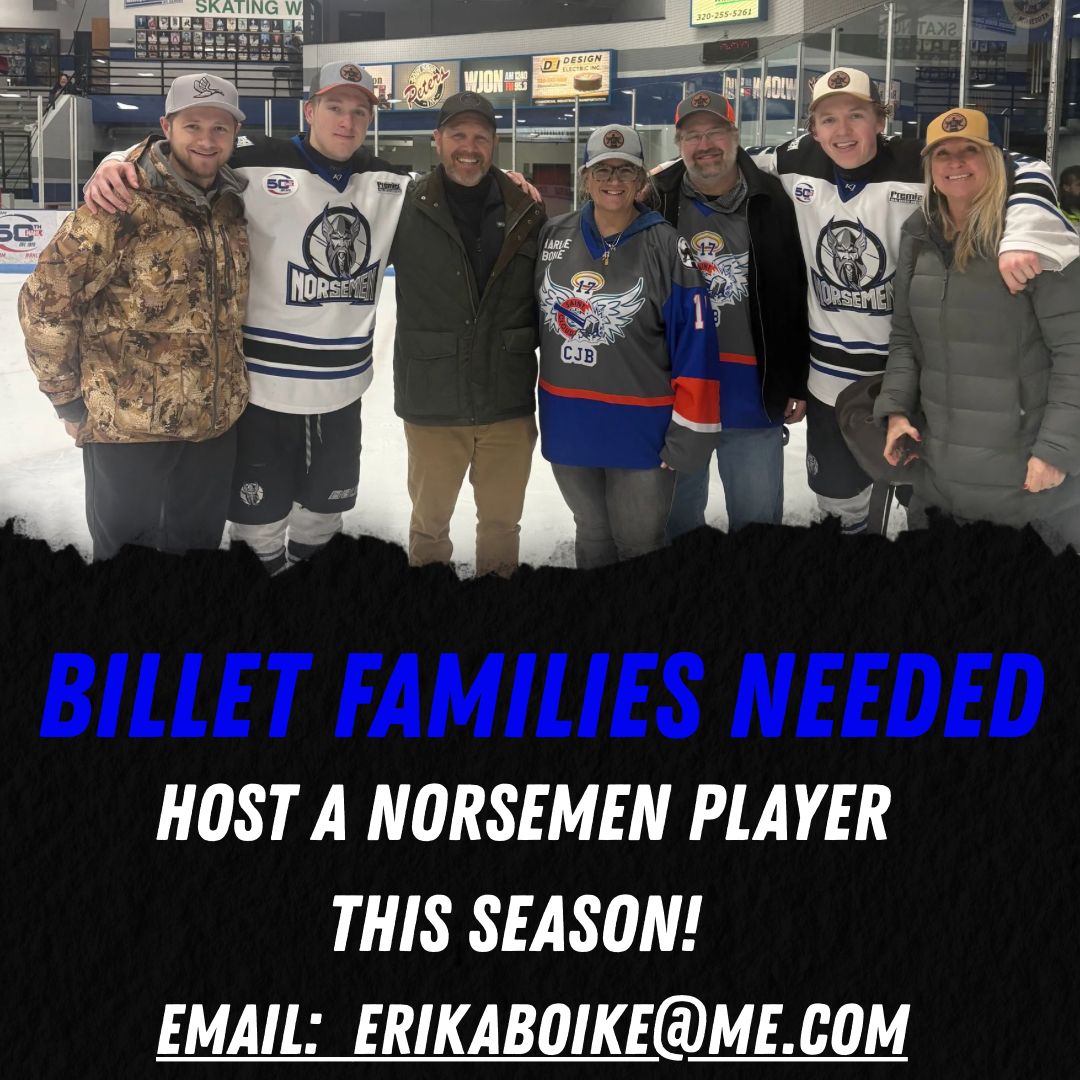 BECOME A HOST FAMILY THIS SEASON!!
Contact Erika for more info! 

 #wethenorse #nahlhockey #norsemen #norsemenhockey #stcloudnorsemen