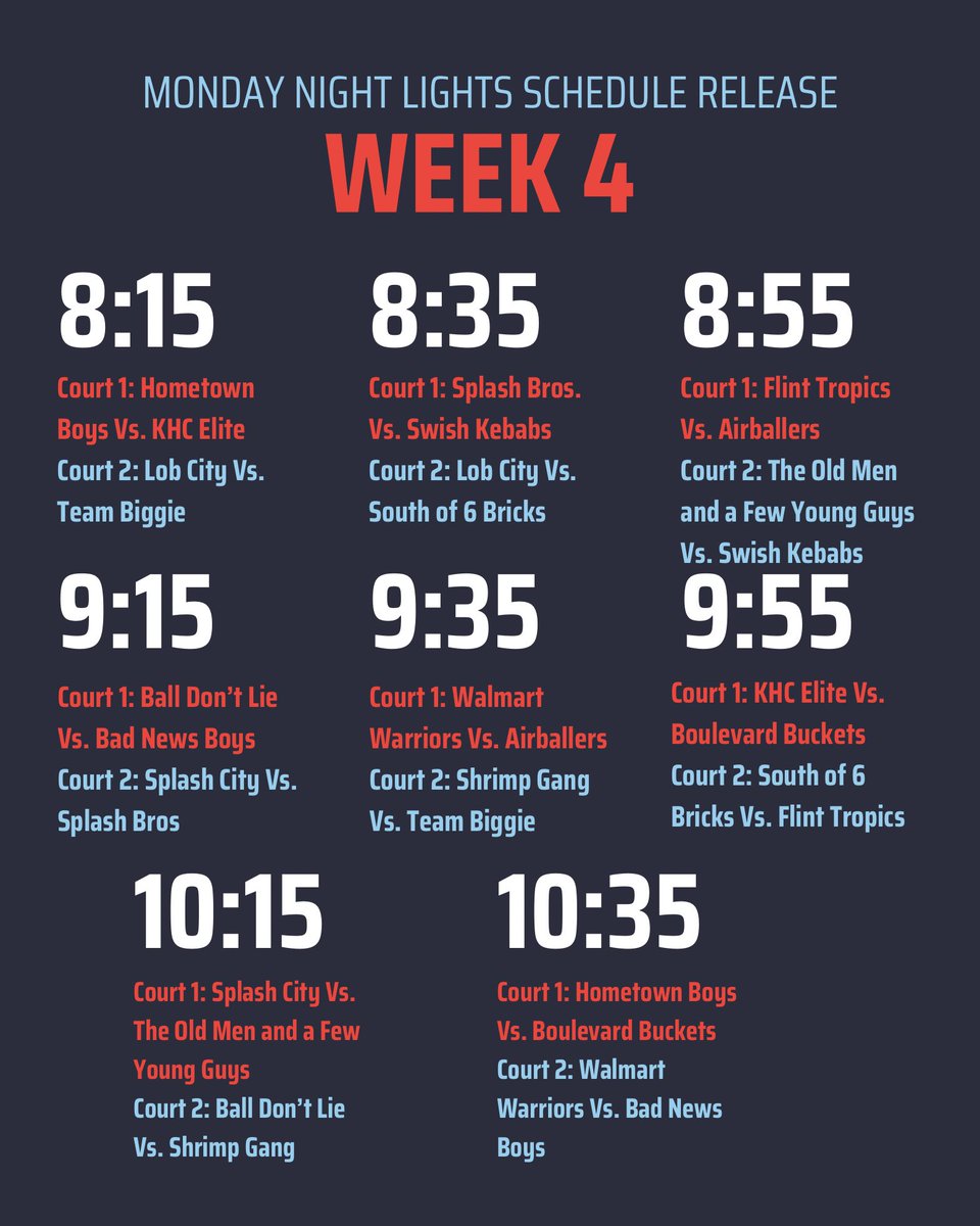 FINAL SCHEDULE CHANGE‼️‼️ IF YOU CAN’T MAKE A GAME IT WILL NOT COUNT AS A FORFEIT AND WILL NOT AFFECT YOUR RECORD. EVERYTHING IS FINAL‼️‼️