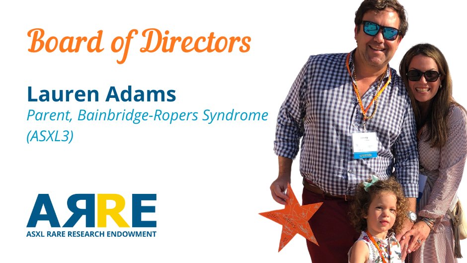 ARRE Foundation (@arrefoundation) on Twitter photo Meet our Board of Directors! Lauren Adams joined the Board of Directors in 2024 and has worked with the ARRE Foundation as a volunteer since 2021 on research-related projects. Her daughter Adair has Bainbridge-Ropers Syndrome (ASXL3). Lauren and her family live in Alabama. Meet our Board of Directors! Lauren Adams joined the Board of Directors in 2024 and has worked with the ARRE Foundation as a volunteer since 2021 on research-related projects. Her daughter Adair has Bainbridge-Ropers Syndrome (ASXL3). Lauren and her family live in Alabama.