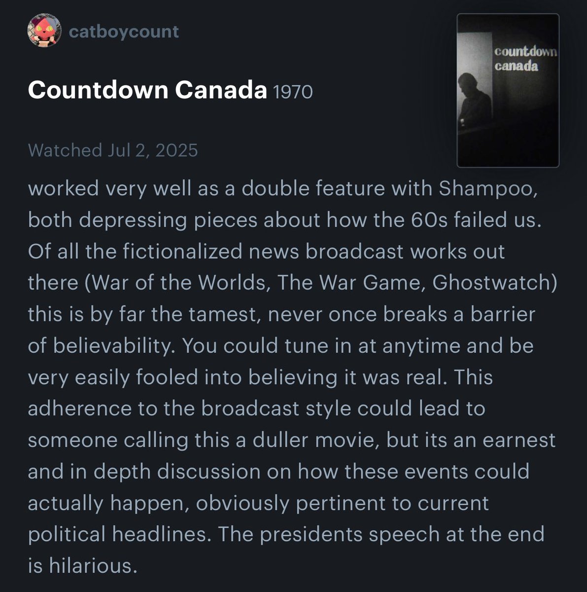 blackzerodisc's tweet image. Great, insightful review of our recent online release - the uncanny, believable nature of Countdown Canada is both dry and eerie!