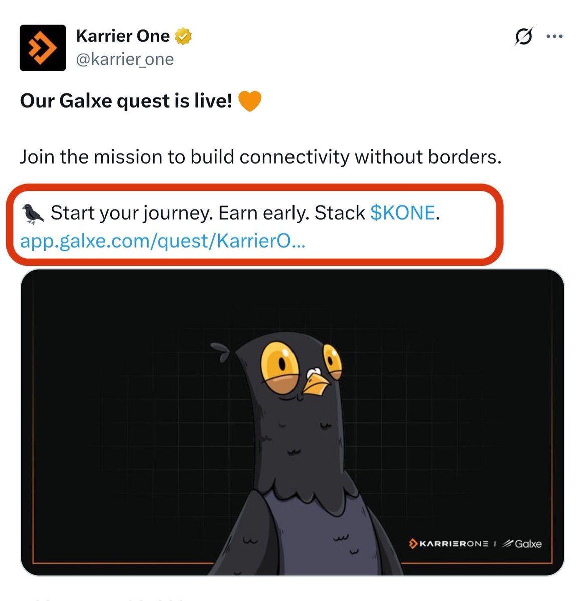 MTΞCH (@0xmtech) on Twitter photo Join <a href="/karrier_one/">Karrier One</a> Incentivized Galxe Camapign💎
Loyalty points to be converted to $KONE
Backed by SUI, with an undisclosed funding raised. Will go viral in coming weeks or months after funding is disclosed. Stack those points early.
Link: app.galxe.com/quest/KarrierO…
🗒️Quiz Join <a href="/karrier_one/">Karrier One</a> Incentivized Galxe Camapign💎
Loyalty points to be converted to $KONE
Backed by SUI, with an undisclosed funding raised. Will go viral in coming weeks or months after funding is disclosed. Stack those points early.
Link: app.galxe.com/quest/KarrierO…
🗒️Quiz