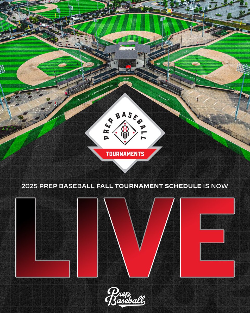 PBRTournaments's tweet image. 🚨Fall Schedule Release🚨
The 2025 Fall Tournaments Schedule is now LIVE!
Be sure to register/request invites to events across the country at tournaments.prepbaseballreport.com today!