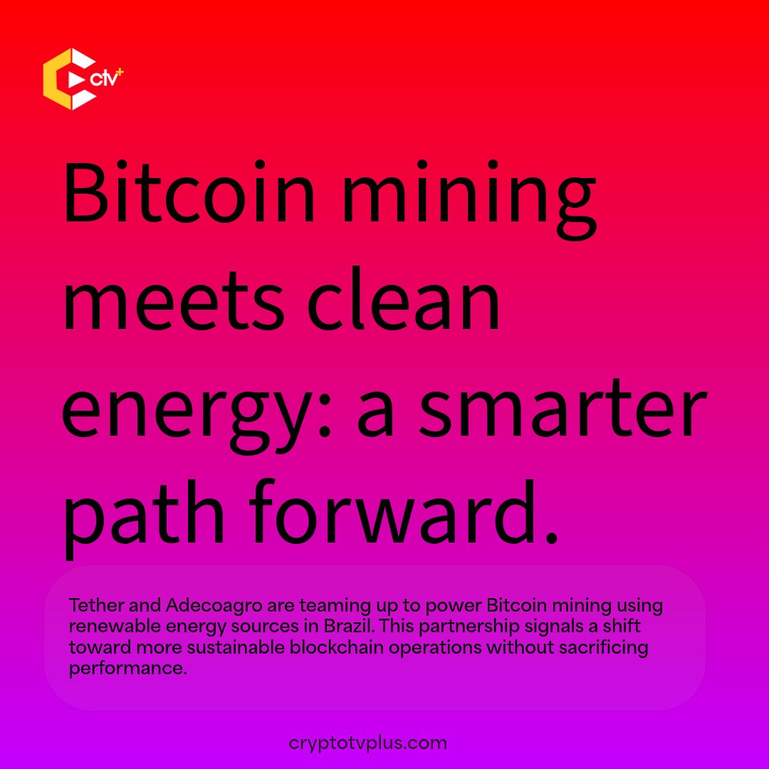 Tether and Adecoagro are collaborating to mine Bitcoin using renewable  energy in Brazil. This move supports cleaner mining practices and  strengthens the case for sustainable blockchain infrastructure in Latin  America.