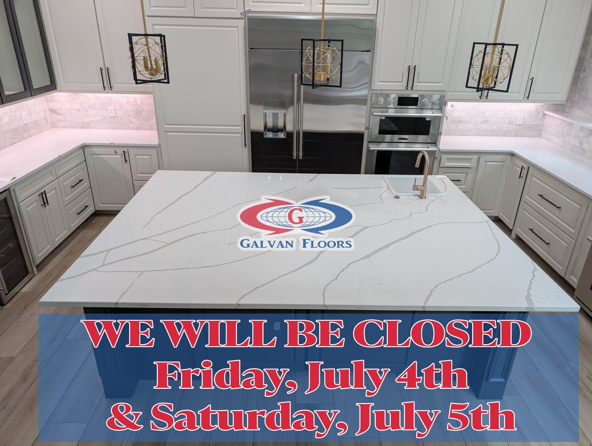 GalvanFloors's tweet photo. Its time for hot dogs, hamburgers, and fire works! 

To celebrate this coming 4th of July.
We will be closed Friday, July 4th &amp; Saturday July 5th in observance of the holiday.

We hope you have a SAFE independence day!

Normal office hours will resume Monday July 7th. https://t.co/xVqqwjoQwx