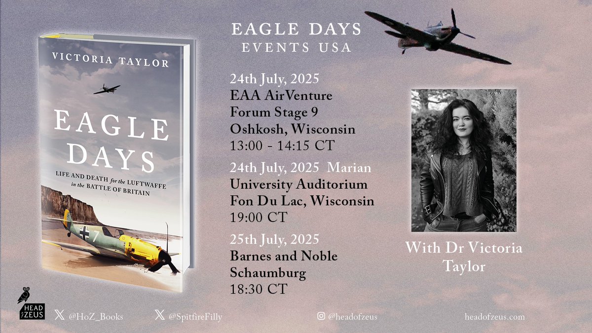 SUPER excited to announce that we will be taking #EagleDays to the USA this summer! Honoured to be speaking on the Luftwaffe in the Battle of Britain at <a href="/EAA/">EAA</a>'s AirVenture Oshkosh 2025, as well as talks &amp; signings at <a href="/BNBuzz/">Barnes & Noble</a> Schaumburg, IL &amp; <a href="/marian_wi/">Marian University</a>. See you there! ✈️🇺🇸 #OSH25