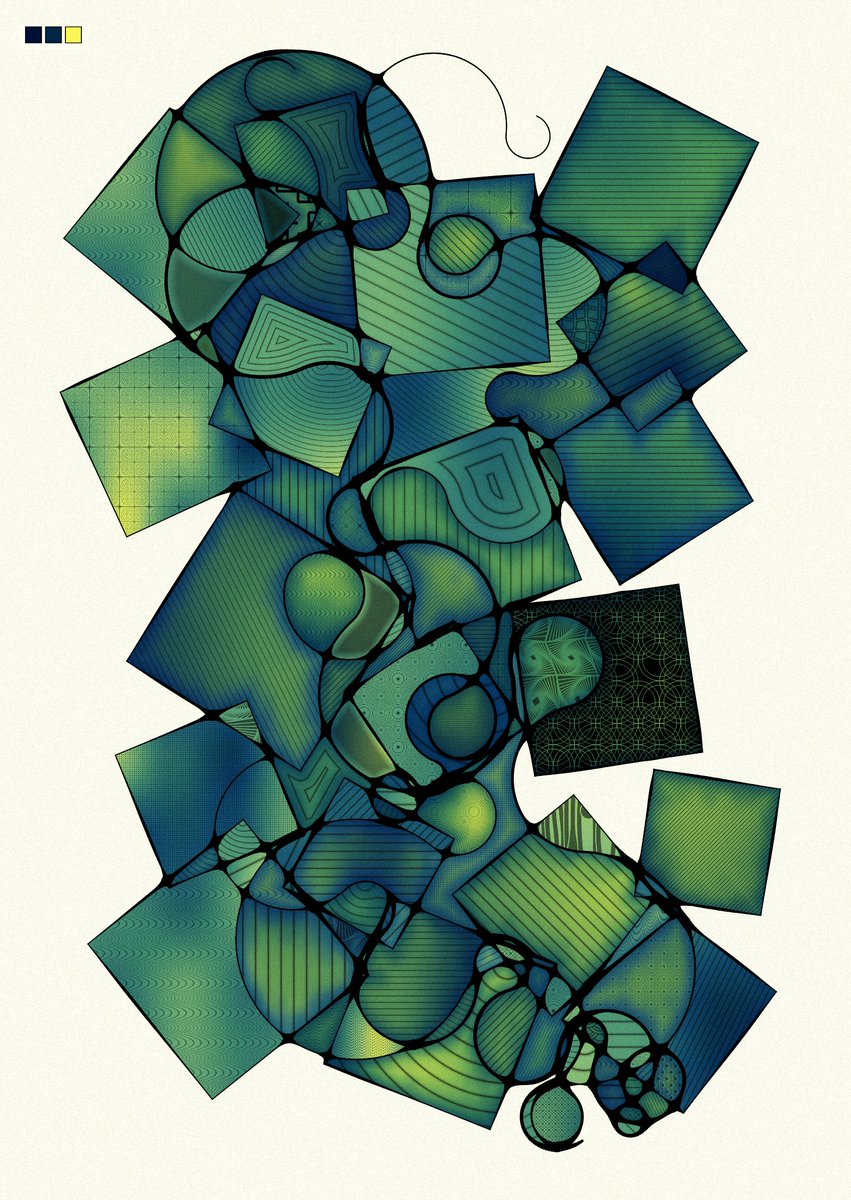r1b2art's tweet image. Working with a color mixing algorithm lets you approach color differently. Want a green color scheme ? Sure, you could put greens in your palette. But using only yellow and blue, and leaving the rest to chance, yields much more interesting results.