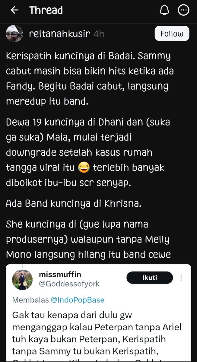 Goddessofyork's tweet photo. Kaget liat ini di lapak sebelah😅
Sepakat untuk tidak sepakat... soalnya pendapat orang bisa beda2.. kebetulan gw yg kurang bisa menikmati lagu2 Kerispatih lagi saat vokalisnya sudah bukan Sammy..begitupun saat Coklat sudah berganti vokalis bukan lagi Kikan... https://t.co/5xpbDcr8kr