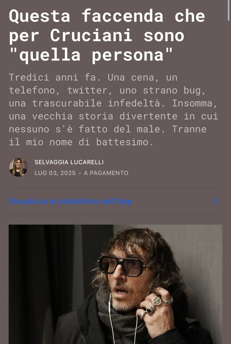 Questa faccenda divertente che per Cruciani sono “quella persona”.  (vi racconto una storia divertente) open.substack.com/pub/selvaggial…