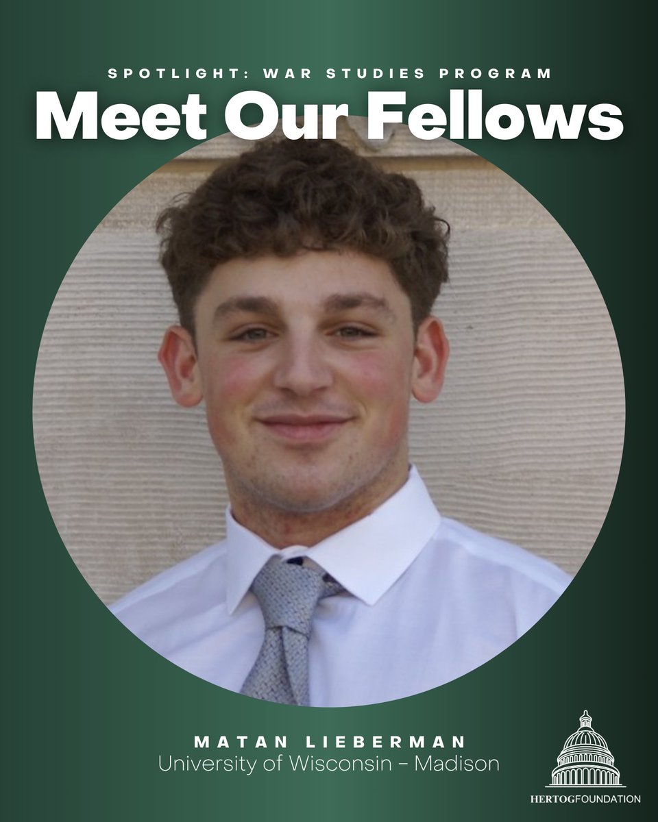 HertogFDN's tweet image. Thaddian Burson is a @cedarville grad planning to earn his J.D.
Margaret Dean studies History and Gender & Sexuality Studies at @KenyonCollege.
Matan Lieberman of @UWMadison studies Int'l Studies.
Jenny Melia of @UMNews majors in the Sociology of Law, Crime, and Justice.
