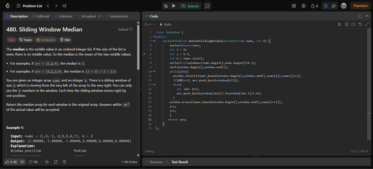 BitwiseAbhi's tweet photo. Topic - Greedy Algorithm
"DSA Streak Continues! | Day 74"
Problem statement :-Sliding Window median ( LC- 480 )
difficulty - Hard https://t.co/3GntfXXfMA