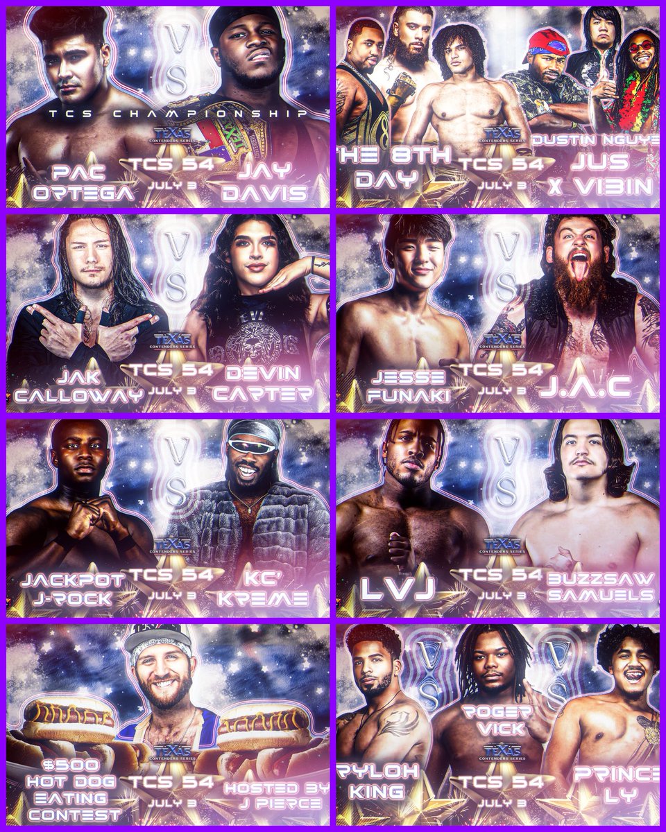 ❗️TONIGHT❗️

We celebrate our 3-Year Anniversary of the Texas Contenders Series!!

Pac/Davis
8thDay/Dustin&amp;Vibin
Jak/Devin
Funaki/JAC
+ more

Live on <a href="/indiewrestling/">IWTV</a>
Presented by <a href="/HPCBadGuys/">💀Heels Pops Chairshots💀</a> 

#TCS54 • 7/3 • 8PM
Houston Premier Arena

🎟️: NewTexasPro.Com/Events