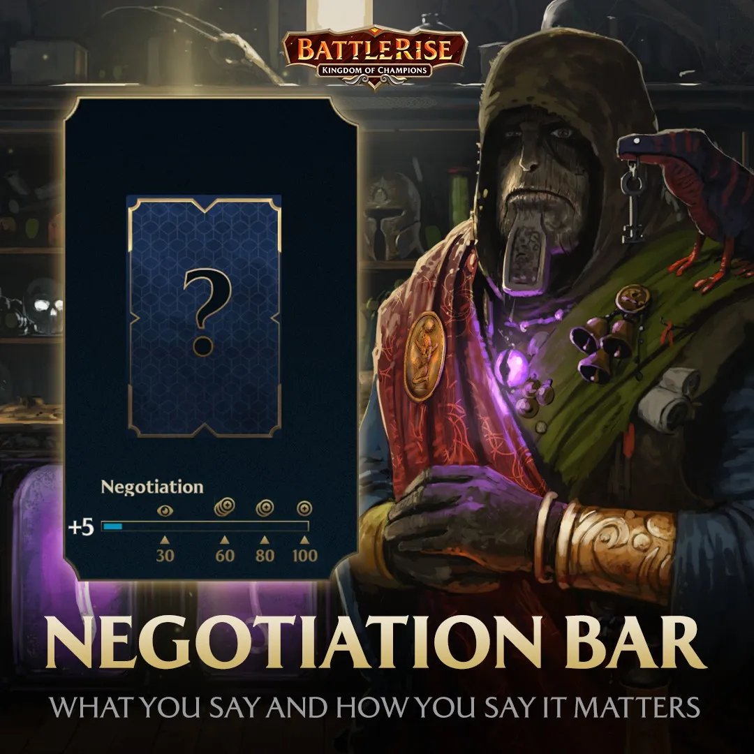 BattleRiseGame's tweet image. Choose your words carefully.
Every word matters to this shopkeeper.
Can you achieve a mythical deal?!