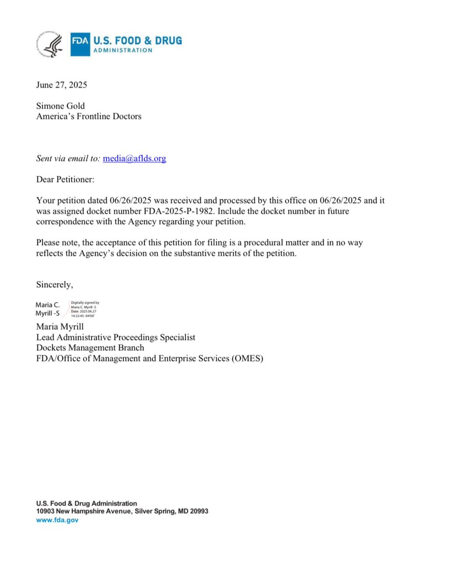 AFLDSorg's tweet image. We have officially filed a petition with the FDA to make hydroxychloroquine and ivermectin available over the counter.
Americans deserve safe, affordable options — free from political interference.
We will not stop fighting for medical freedom.
Special thanks to our…