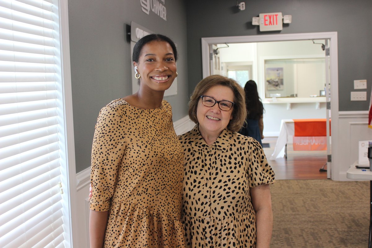 How close is YOUR Chamber team to our members? Close enough to show up to an event in matching outfits, like Events and Programs Manager Sydney Baker and Linda Smith with Union Diversified Industries, Inc. did recently.