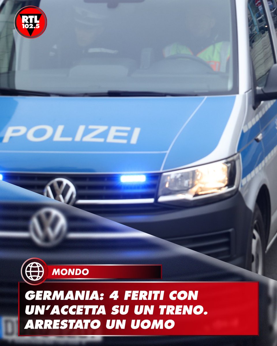 rtl1025's tweet image. 🔴 Momenti di panico a bordo di un #treno dell'alta velocità nel sud della #Germania. Un uomo è stato arrestato dopo aver ferito con un'accetta quattro persone, conferma la Polizia, come riporta l'agenzia tedesca Dpa. È avvenuto all'altezza di Strasskirchen, in #Baviera. Il