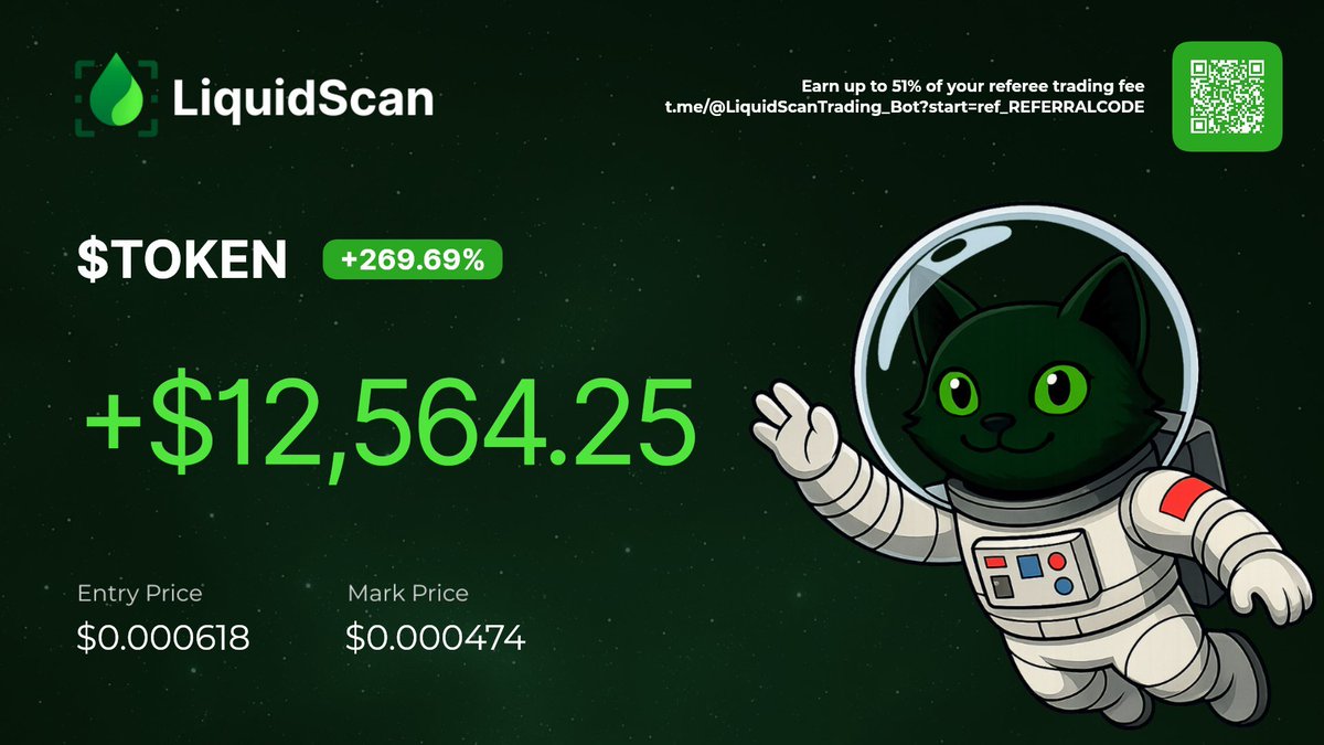 PNL Cards are now live on the Trading bot! 🟢

Show off your gains. Flex your trades. 📈

Hit the "🖼️ Pnl card" button on the trading keyboard to generate yours.

👉 t.me/LiquidScanTrad…

$LQSCAN - your gains, your spotlight.