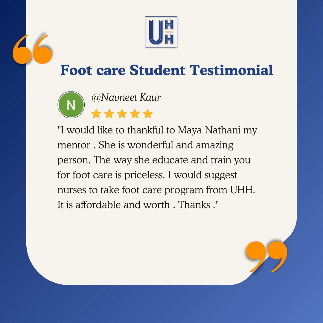 UNVHealthHub's tweet photo. “A big shoutout to Maya Nathani—an amazing mentor! 🙌 Her training in foot care is truly priceless. 💖 Nurses, if you’re looking to level up your skills, the Universal Health Hub Foot Care Program is affordable and SO worth it! 🌟 #NurseLife #FootCare #UHH” https://t.co/O1bCo6f5Vi
