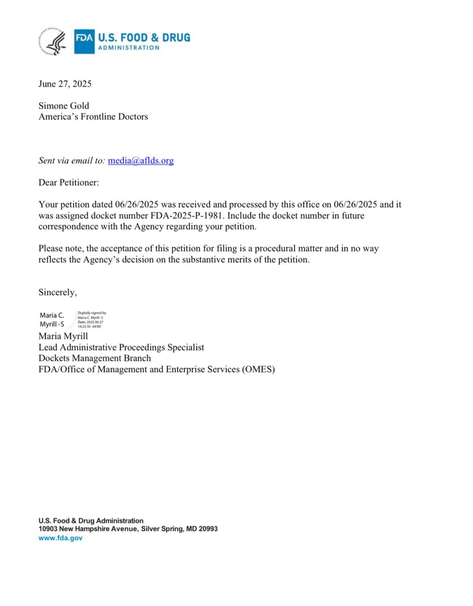 AFLDSorg's tweet image. We have officially filed a petition with the FDA to make hydroxychloroquine and ivermectin available over the counter.
Americans deserve safe, affordable options — free from political interference.
We will not stop fighting for medical freedom.
Special thanks to our…