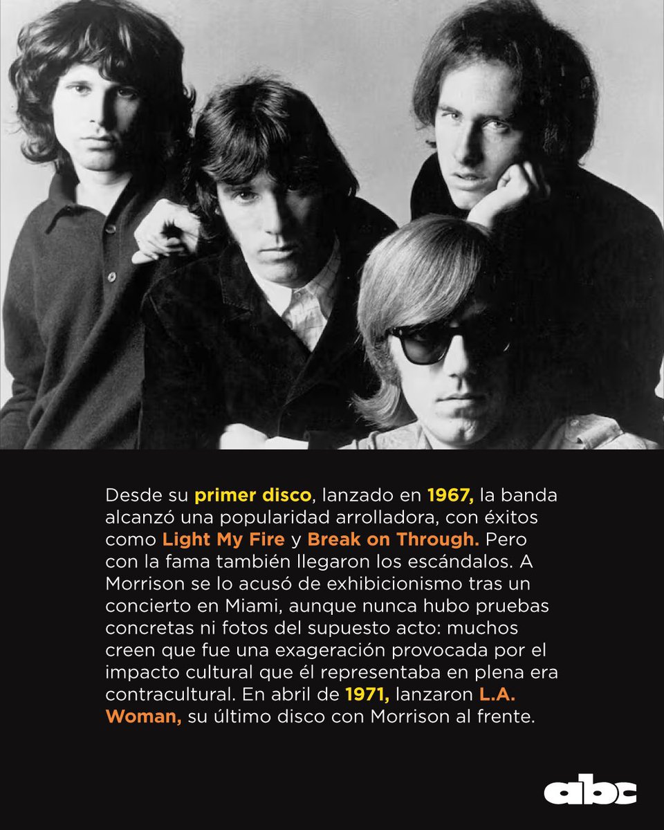 Romance985's tweet photo. 👑¡Recordamos al eterno Rey Lagarto!🦎

✨ Hoy se cumplen 54 años de la muerte de uno de los artistas más controversiales de la historia del rock: Jim Morrison.🎸

🎙️ Fue vocalista de la banda estadounidense “The Doors” y falleció el 3 de julio de 1971 a los 27 años en Francia. 🇫🇷 

Hoy te contamos más sobre él en este carrusel 👉

¿Cuál es tu canción favorita? 👇

98.5FM🎧 Solo Éxitos.
🔗https://t.co/1xieAzYSd5