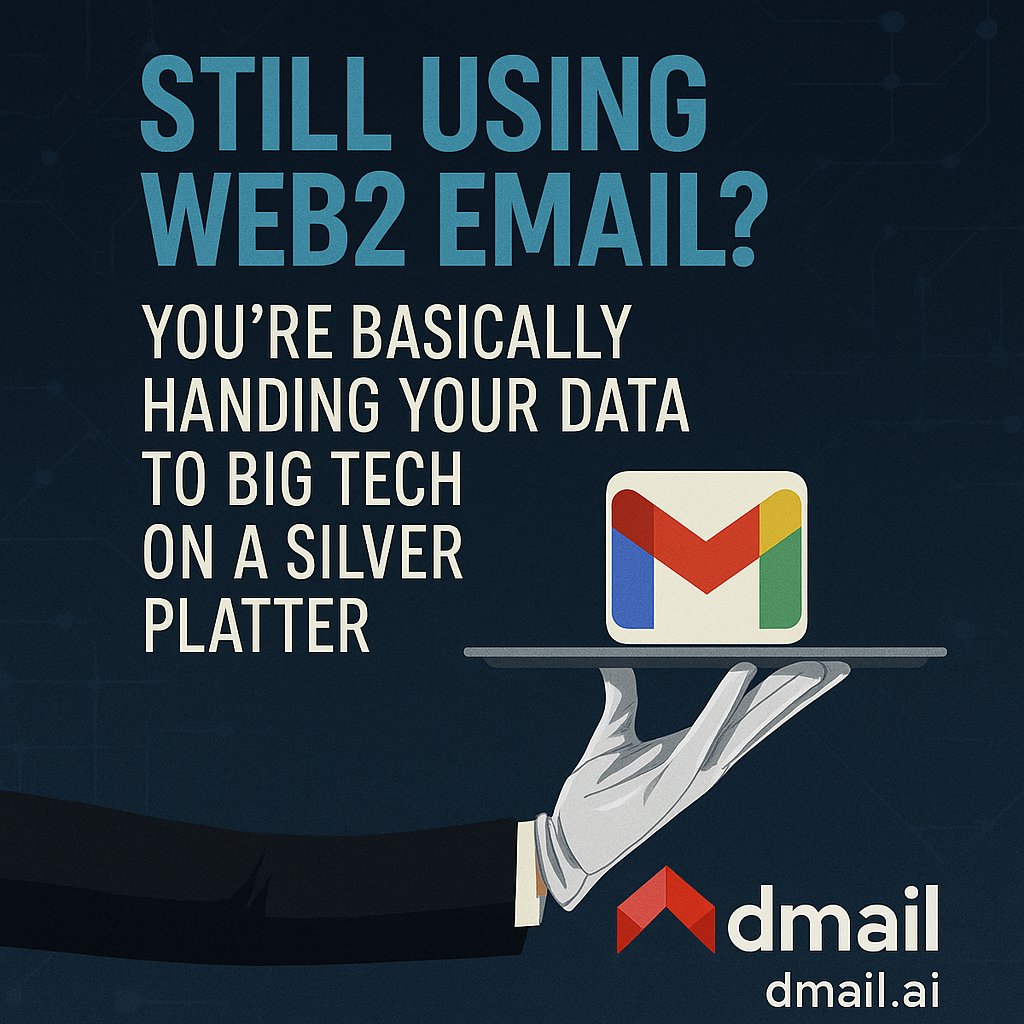 KobbaDennis's tweet photo. Still using Web2 email?
You're basically handing your data to Big Tech on a silver platter. 🕵️♂️
@Dmailofficial
🔐 Dmail changes the game:
– Encrypted
– Decentralized
– Wallet-powered
Own your inbox.
🌐 https://t.co/NA8hLgG8f4
#DMAIL #Web3Mail #PrivacyRevolution https://t.co/1csMHc59QH