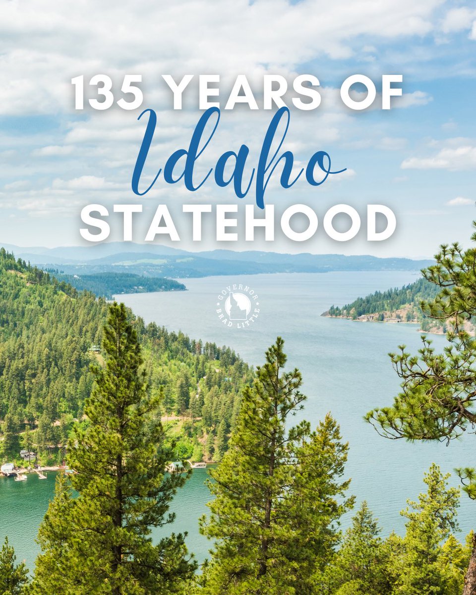 GovernorLittle's tweet image. Today we celebrate 135 years of Idaho Statehood.
Idahoans are a people of strength. They are resilient, hardworking, self-starters, and neighbors to all. I’m proud of the generations of Idahoans who built this great state, and of those who uphold its strength & character today.