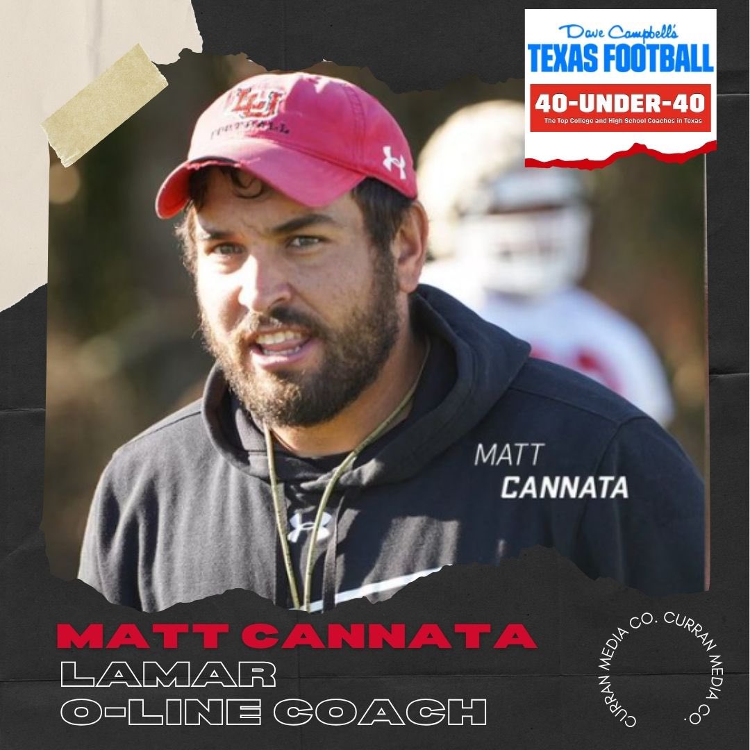 Curran Sports & Entertainment (@curranmediaco) on Twitter photo Congrats to <a href="/Coach_Cannata/">Matt Cannata</a> who was named a <a href="/dctf/">Dave Campbell's — TexasFootball.com</a> 40 Under 40 Top Coaches in Texas 👏
Was 1 of 15 College Coaches & the only Southland Conference Coach named to the group 👏 Congrats to <a href="/Coach_Cannata/">Matt Cannata</a> who was named a <a href="/dctf/">Dave Campbell's — TexasFootball.com</a> 40 Under 40 Top Coaches in Texas 👏
Was 1 of 15 College Coaches & the only Southland Conference Coach named to the group 👏