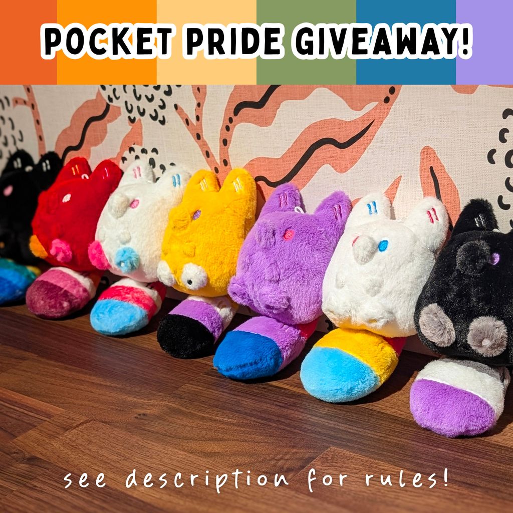 I wanted to give back by offering a GIVEAWAY, yay!! The winner will get a Pocket Pride Plush + Pin of their choice!

🏳️‍🌈 RULES 🏳️‍🌈 
✨ Follow
✨ Share
✨ Comment which plush you would like (including stretch goals)
✨ International welcome!

Winner will be selected on July 25th!