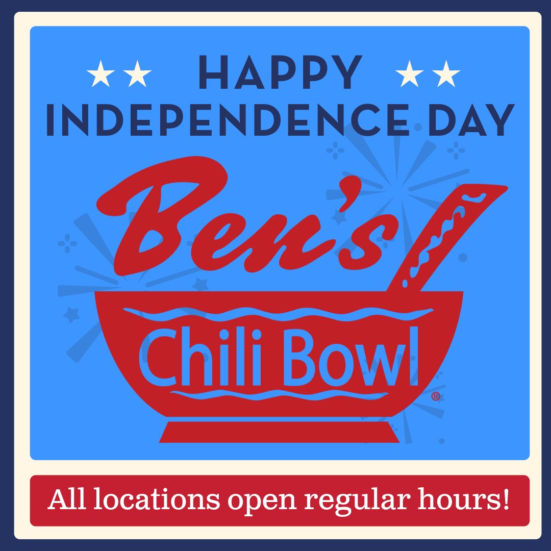 benschilibowl's tweet image. Happy #4thofJuly! All locations are open regular hours this holiday weekend, so swing by & celebrate America's birthday the Ben's way. Hosting a backyard #BBQ? Stock up on supplies from @GiantFood, where you can purchase Ben's products fresh in the deli aisles & hot bar.