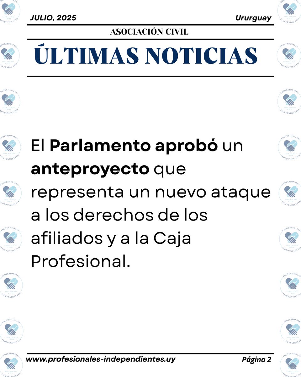 ProfesionalesI7's tweet photo. 📢 CONFERENCIA DE PRENSA

🗓 Viernes 4 de julio
🕧 12:30 horas
📍 Club Español (18 de Julio 1332 esq. Ejido)
👉 En defensa de la Caja Profesional

 #leyexpress #cajaprofesional #profesionalesindependientes #afaps #iass https://t.co/OLOTf316T2