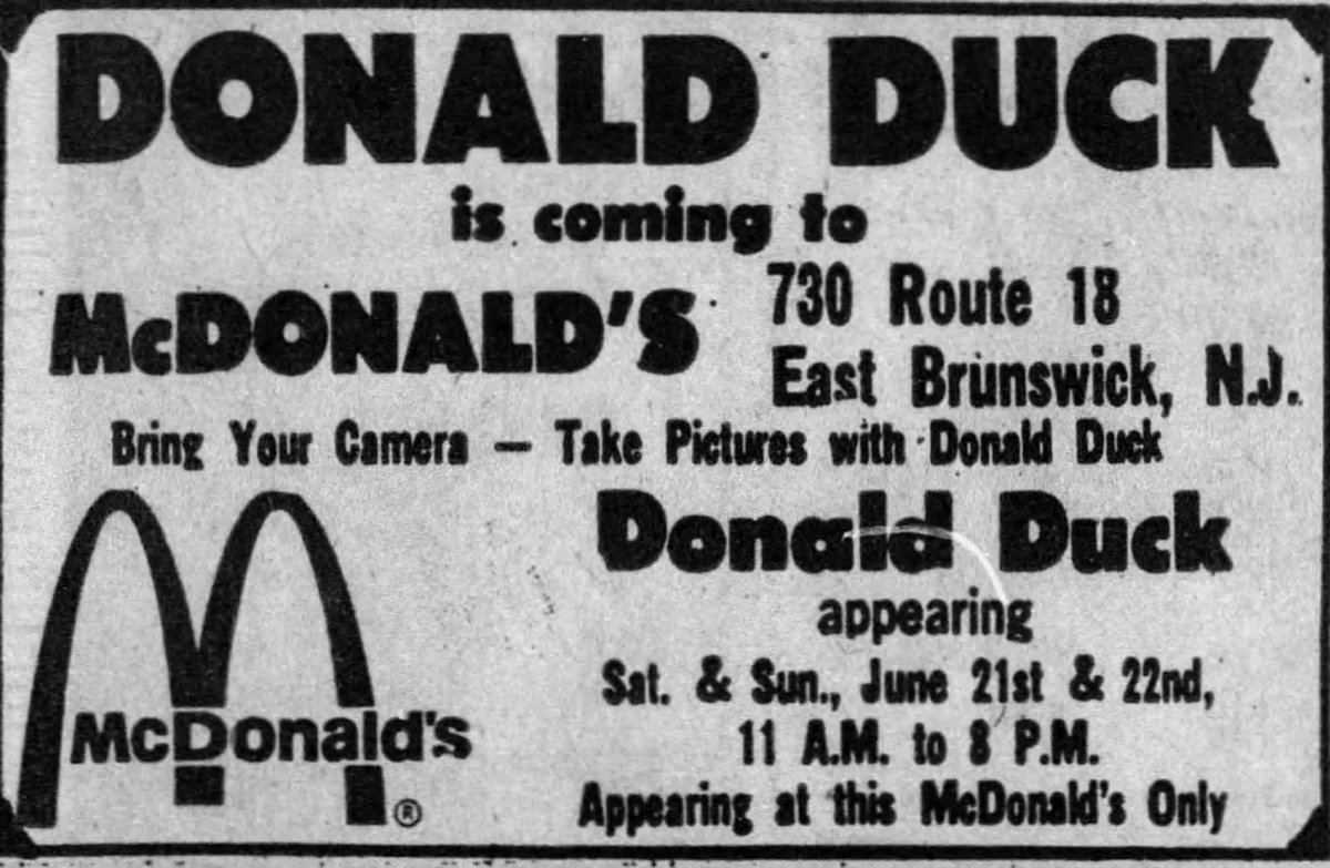 retroist (@retroist) on Twitter photo It is the summer of 1975 and Donald Duck is coming to McDonald's. Life was pretty good. It is the summer of 1975 and Donald Duck is coming to McDonald's. Life was pretty good.