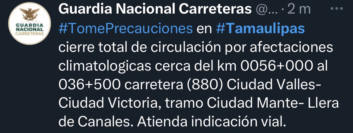Cerrada totalmente la circulación carretera #CdValles - #CdVictoria amén el tramo #Mante- #Llera

#Tamaulipas