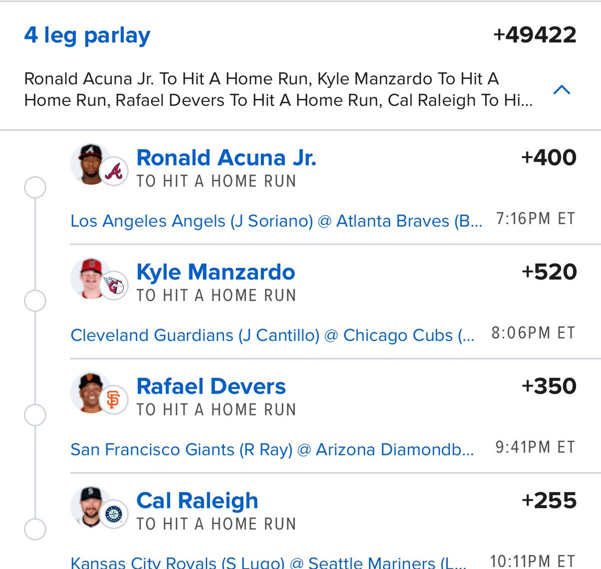 WizPicks__'s tweet photo. 🚨 4-Leg BANK ROBBER Alert 🚨
Acuña 🔥 Manzardo 💣 Devers 💥 Raleigh 🚀
Round Robin as usual — let’s make fireworks fly on the 3rd of July! 💸💣
#DingerTuesday #MLBParlay #HomeRunHunters #TheProfitWizards #MoonshotBet
Couldn’t feel more better about this 😮💨 https://t.co/2P1VBl2tfb