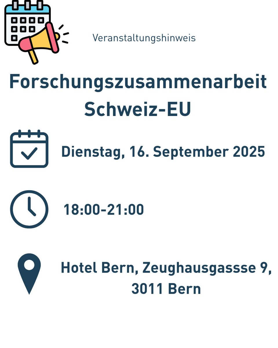 starkvernetzt's tweet image. 🔬Forschungszusammenarbeit Schweiz-EU 📚
Welche Bedeutung kommt der Forschung für den Wirtschafts- und Innovationsstandort Schweiz zu?
🗓️ Dienstag, 16. September 2025, 18:00–21:00
📍Hotel Bern, Zeughausgasse 9, 3011 Bern
foraus lädt gemeinsam mit Partnern aus Wissenschaft…