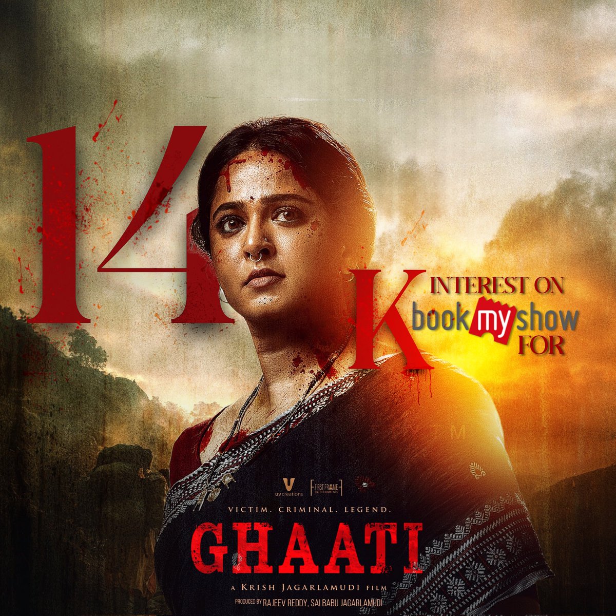 Anushk Shetty TM (@anushkashettytm) on Twitter photo The Lady Superstar #AnushkaShetty's #Ghaati Crossed 14K+ Interest On <a href="/bookmyshow/">BookMyShow</a> Still If You Haven't Done Click The Interest Button On <a href="/bookmyshow/">BookMyShow</a> For #Ghaati.!!
Ghaati :- in.bookmyshow.com/movies/mumbai/…
<a href="/MsAnushkaShetty/">Anushka Shetty</a> <a href="/UV_Creations/">UV Creations</a> <a href="/DirKrish/">Krish Jagarlamudi</a> <a href="/iamVikramPrabhu/">Vikram Prabhu</a> <a href="/FirstFrame_Ent/">First Frame Entertainments</a> The Lady Superstar #AnushkaShetty's #Ghaati Crossed 14K+ Interest On <a href="/bookmyshow/">BookMyShow</a> Still If You Haven't Done Click The Interest Button On <a href="/bookmyshow/">BookMyShow</a> For #Ghaati.!!
Ghaati :- in.bookmyshow.com/movies/mumbai/…
<a href="/MsAnushkaShetty/">Anushka Shetty</a> <a href="/UV_Creations/">UV Creations</a> <a href="/DirKrish/">Krish Jagarlamudi</a> <a href="/iamVikramPrabhu/">Vikram Prabhu</a> <a href="/FirstFrame_Ent/">First Frame Entertainments</a>